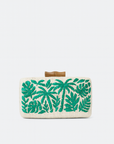 Palm Beach Embroidered Straw Clutch Bag