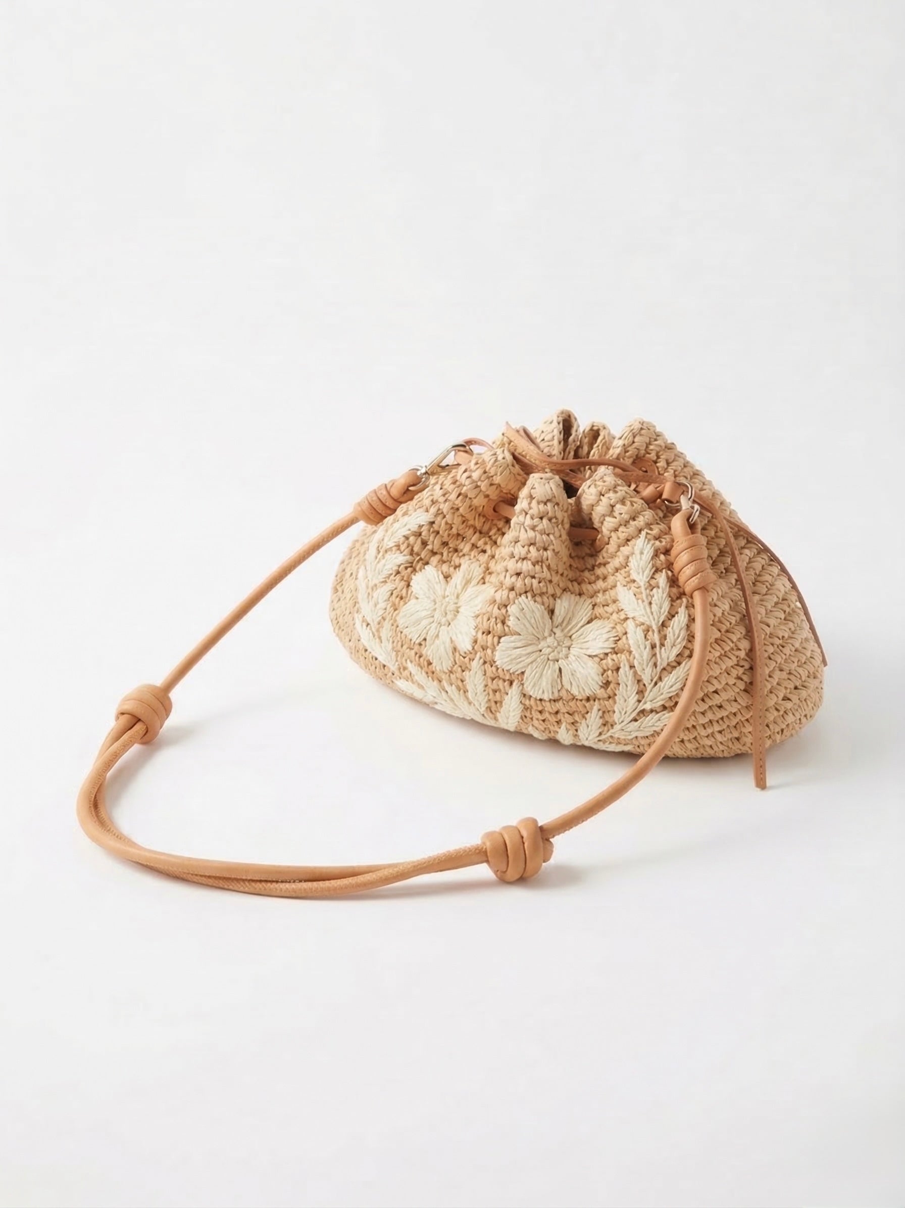 Canary Floral Straw Drawstring Bag – Kayu