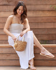 Mini St Tropez Pom Pom Straw Tote