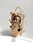 Mini St Tropez Pom Pom Straw Tote