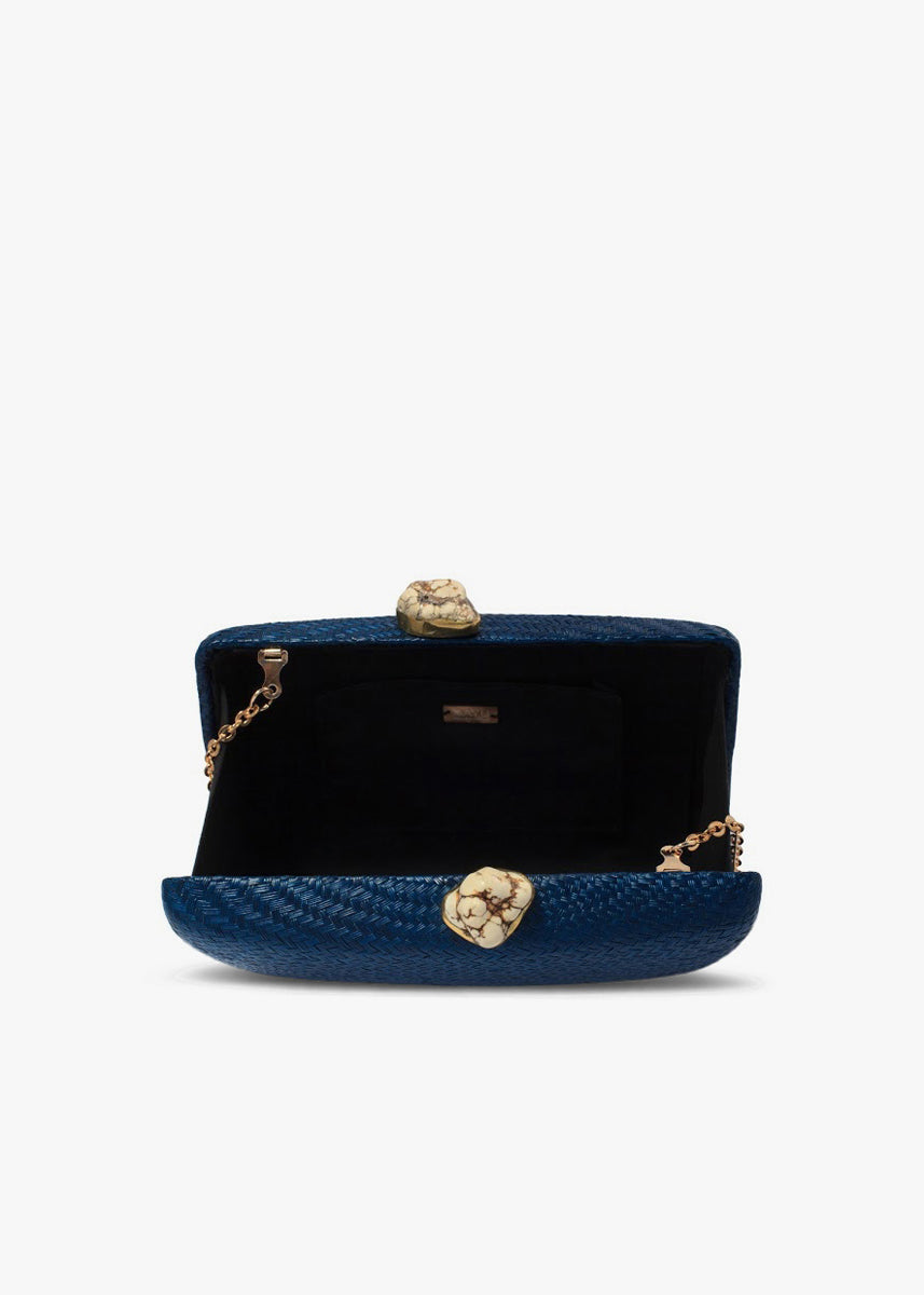 Navy straw clutch bag sale