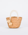 Mini St Tropez Pom Pom Straw Tote