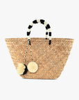 St Tropez Pom Pom Straw Tote