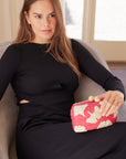 Ami Embroidered Straw Clutch Bag