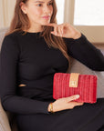 Lou Wicker Straw Clutch Bag