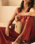 Lou Wicker Straw Clutch Bag