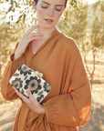 Bryn Embroidered Straw Clutch Bag