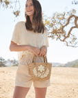 Mini Lotus Straw Tote