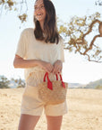 Mini Rosie Ribbon Straw Tote
