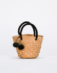 Mini St Tropez Pom Pom Straw Tote