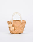 Mini St Tropez Pom Pom Straw Tote