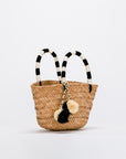 Mini St Tropez Pom Pom Straw Tote