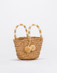 Mini St Tropez Pom Pom Straw Tote