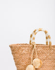 St Tropez Pom Pom Straw Tote